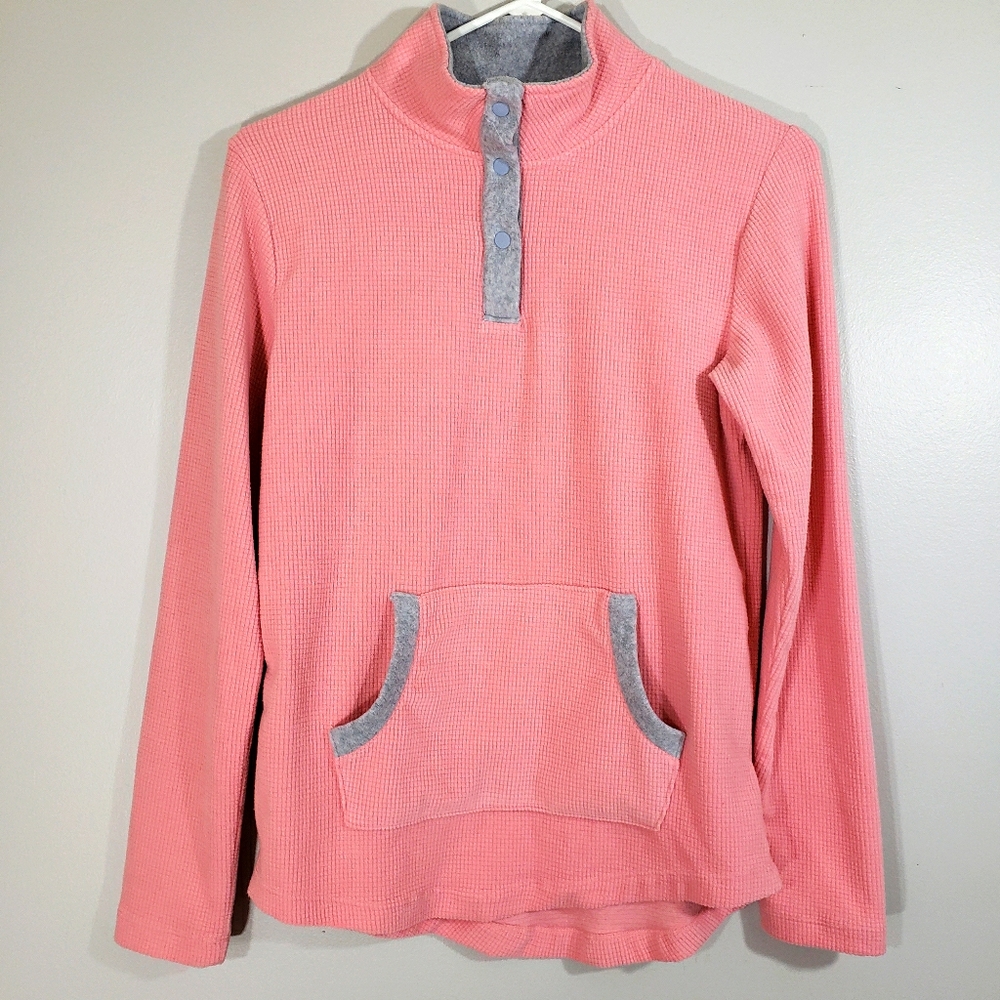 CUDDL DUDS waffle knit fleece 1/4 button pullover